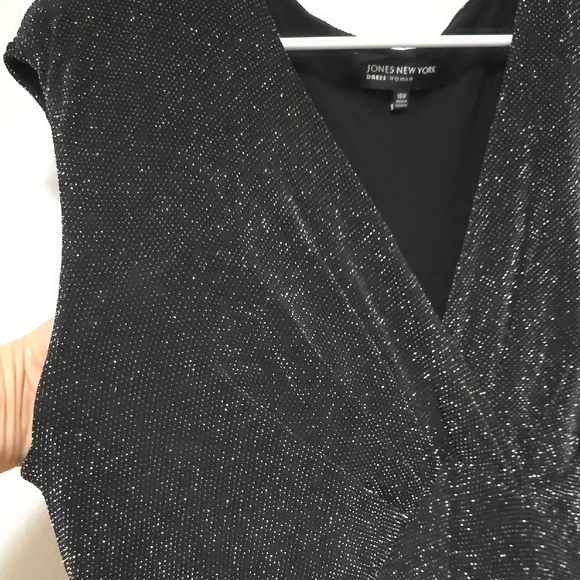 Jones New York Black Sheath Midi Dress V-Neck Sleeveless - Picture 4 of 10